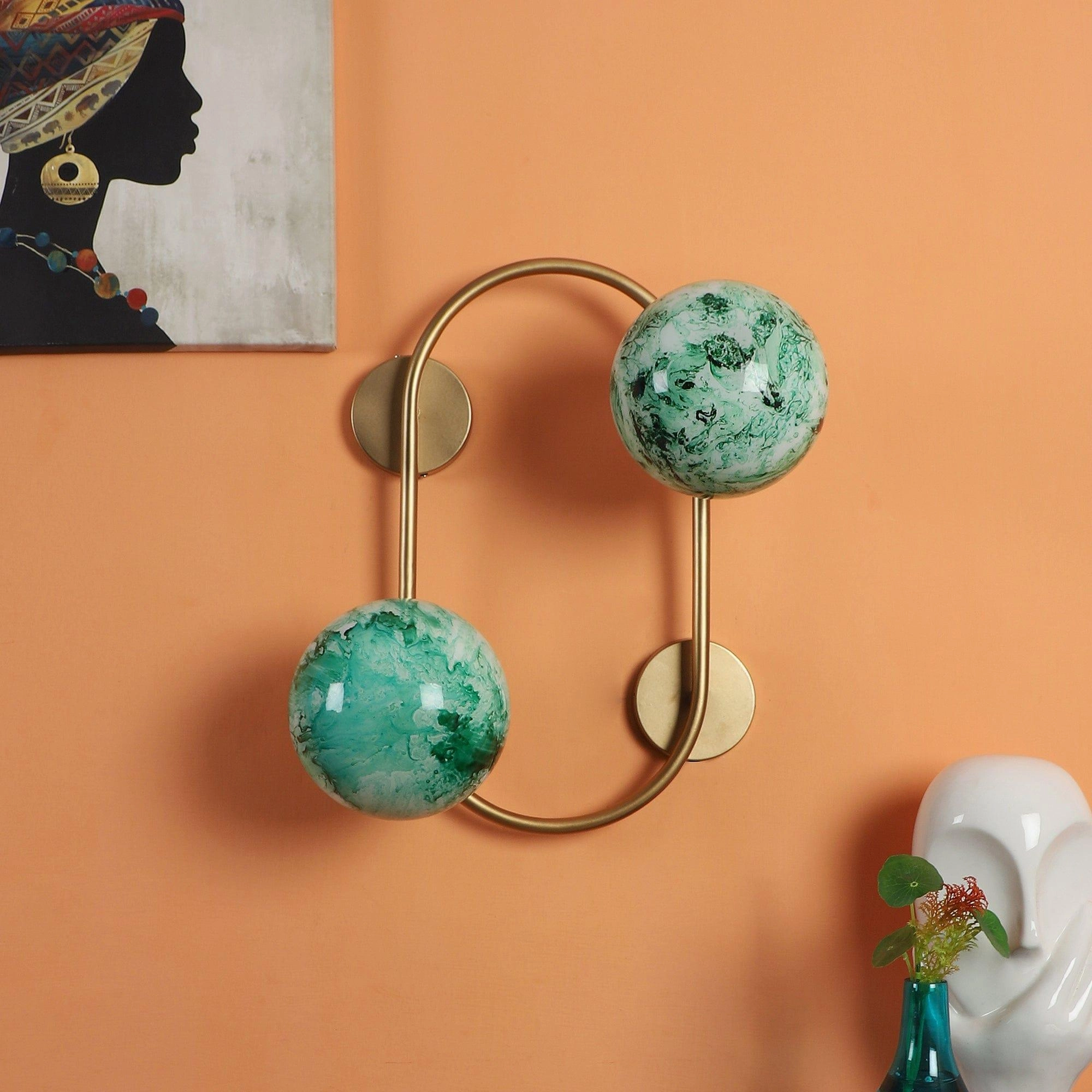 Gold And Green 2 Iron Wall Lights