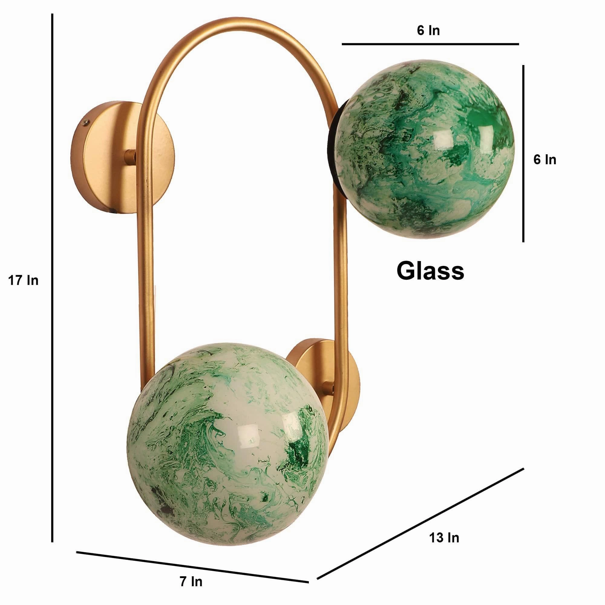 Gold And Green 2 Iron Wall Lights