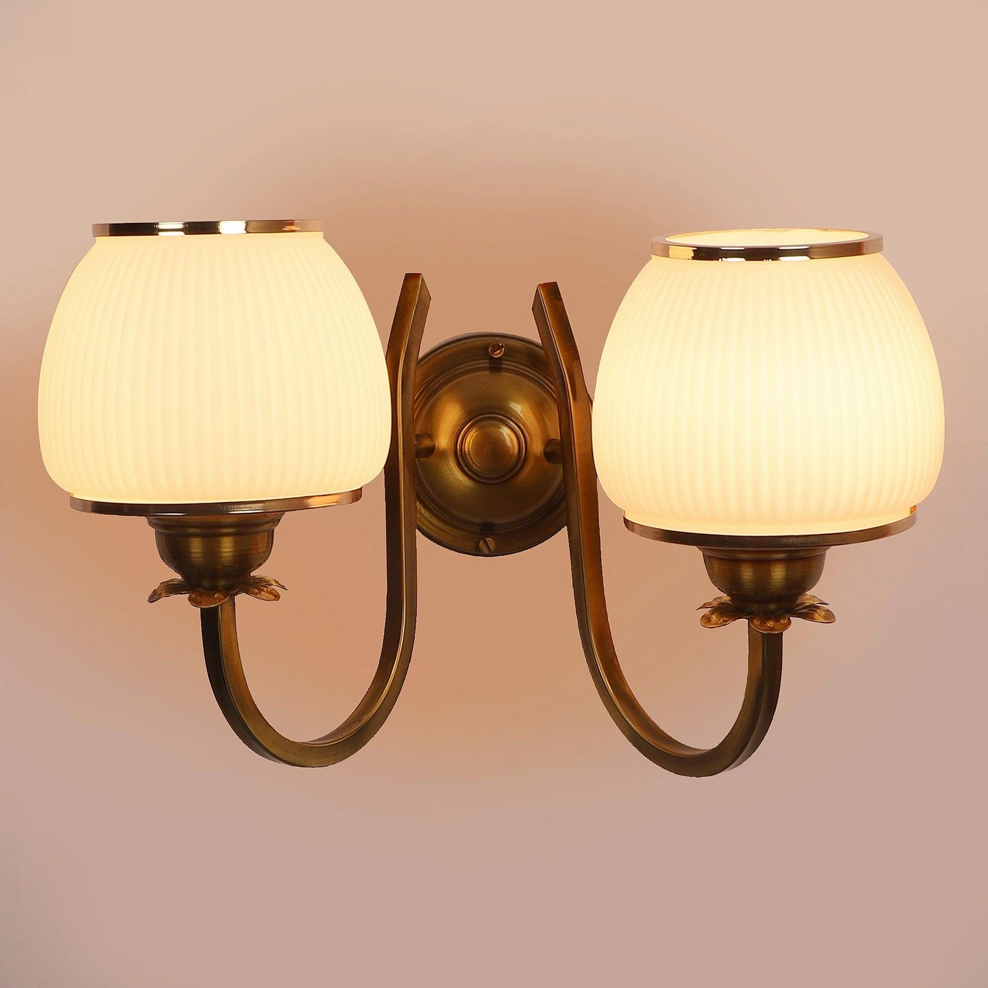 Gold And White Iron 2 Wall Lights