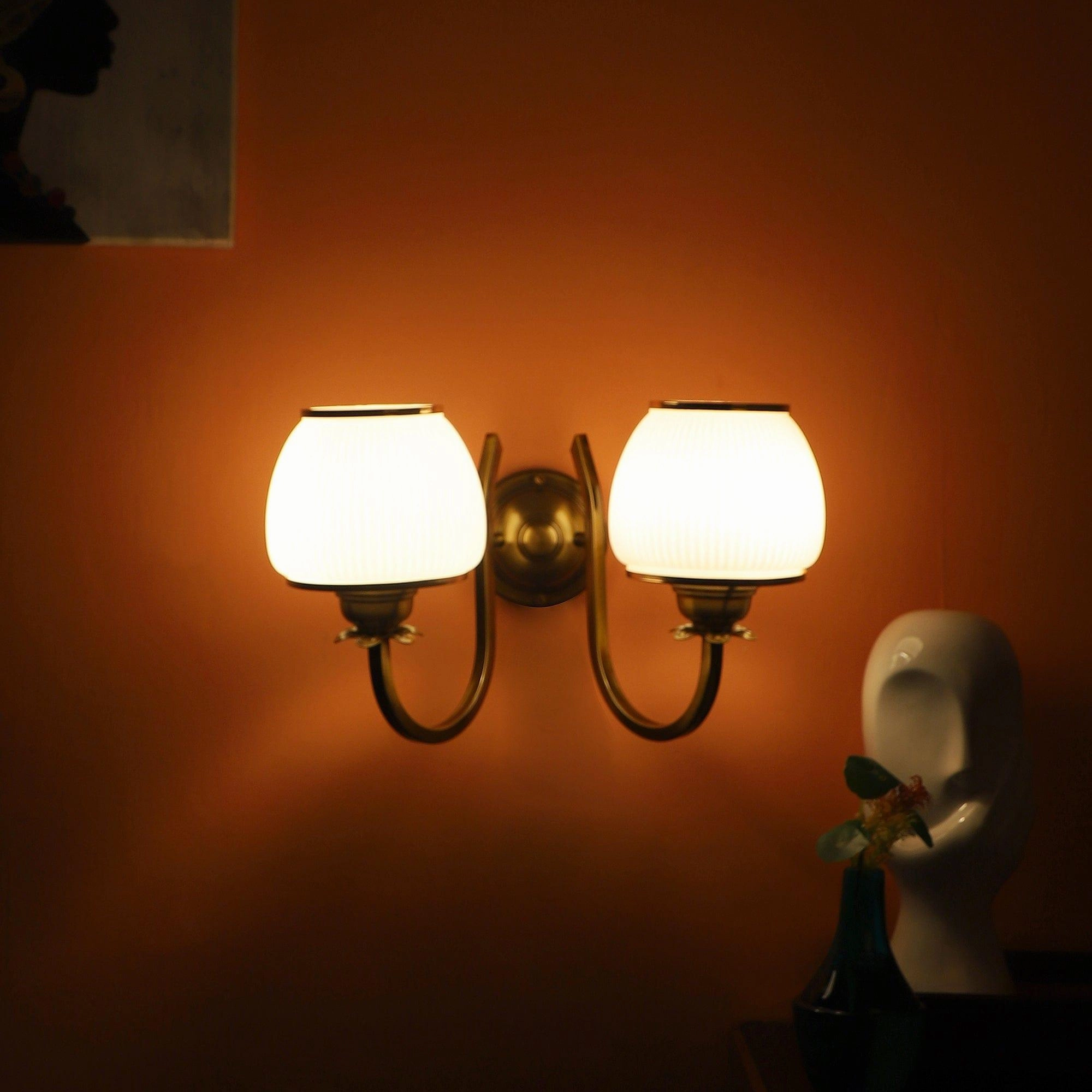 Gold And White Iron 2 Wall Lights