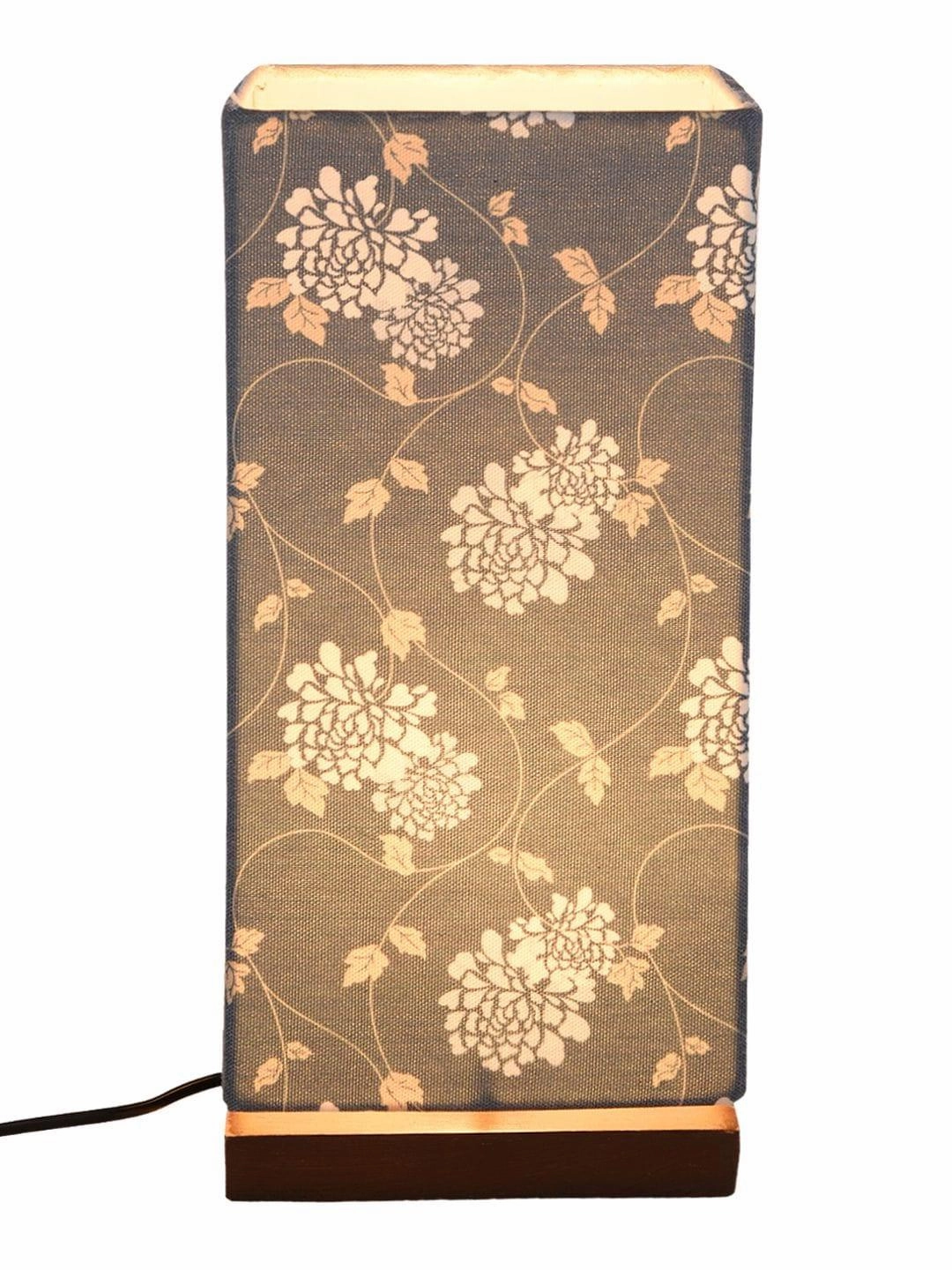 Golden Leaves Lamp with Wooden Base