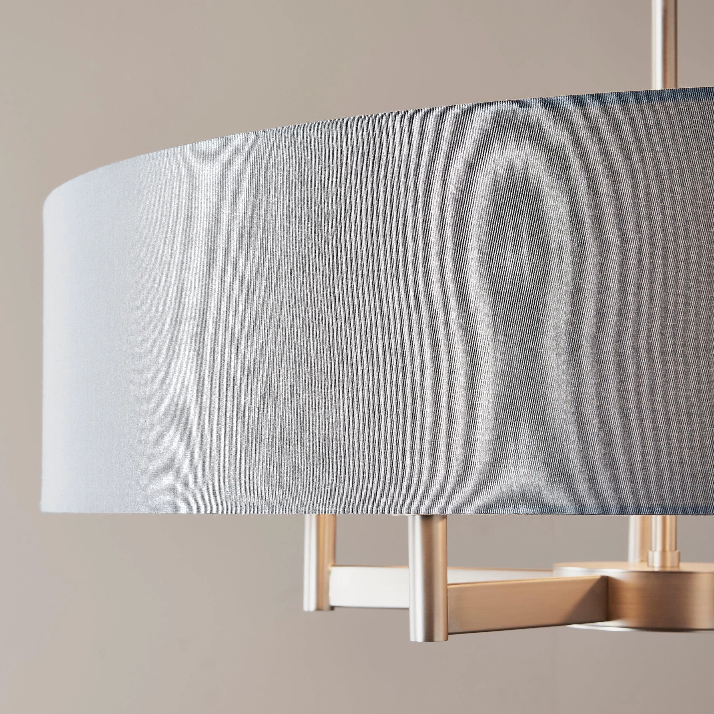 Grande 5 Light Nickel Pendant Ceiling Light - Grey Shade
