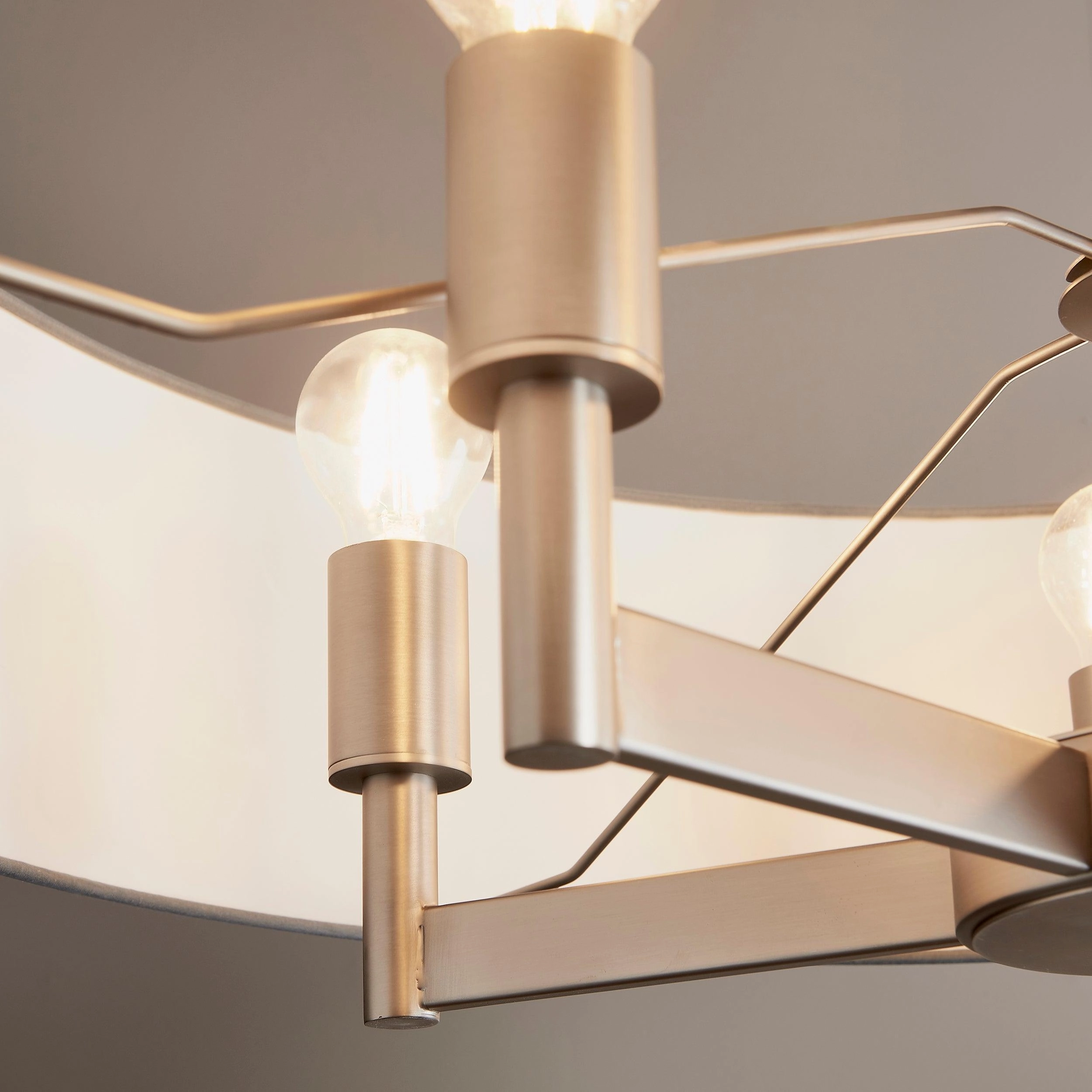 Grande 5 Light Nickel Pendant Ceiling Light - Grey Shade