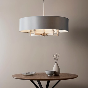 Grande 5 Light Nickel Pendant Ceiling Light - Grey Shade modern ceiling lamp
