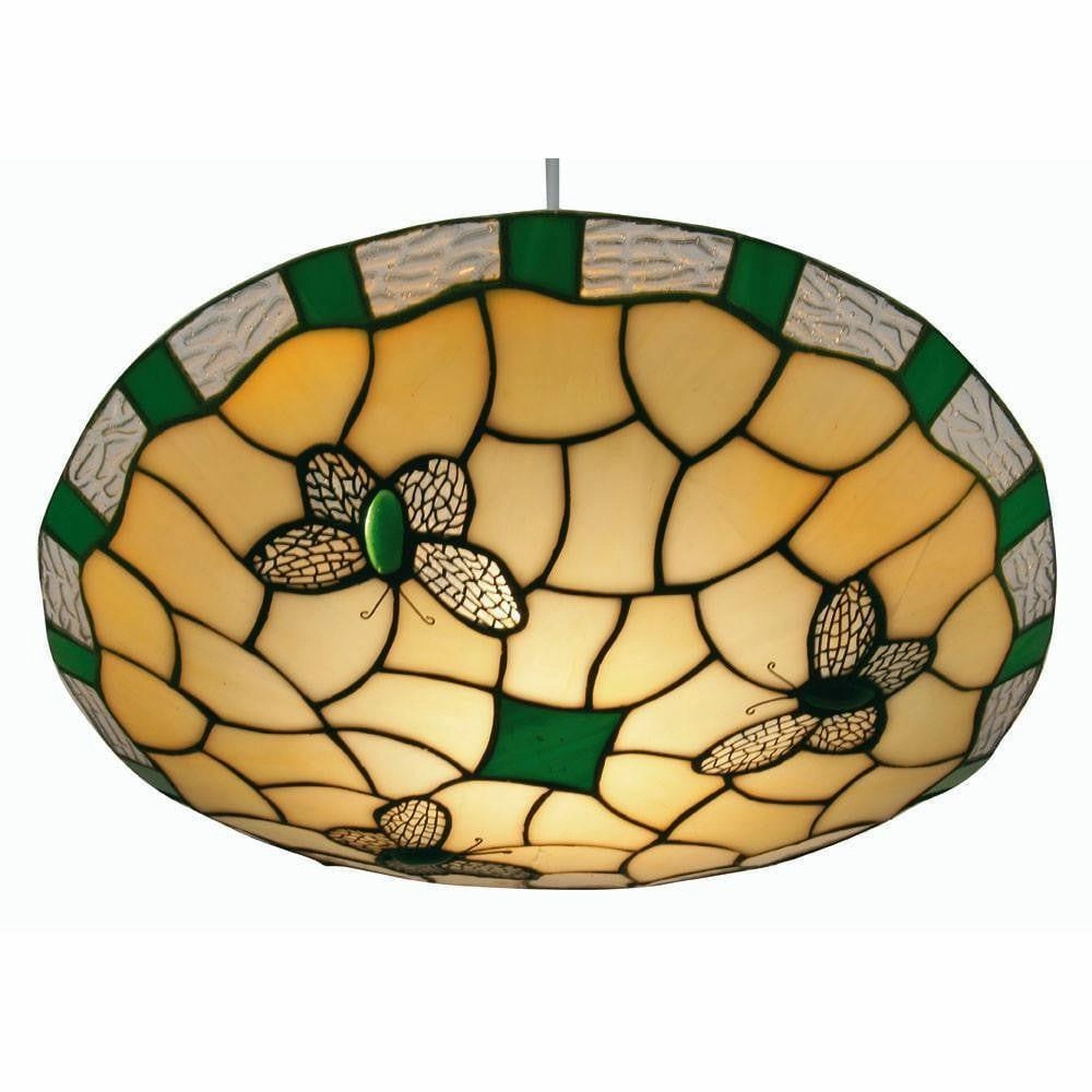 Green Round Butterfly Easy Fit Tiffany Ceiling Lamp Shade simple ceiling design light