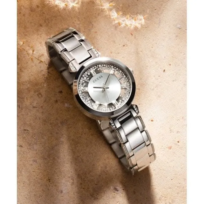 Guess Ladies Crystal Clear Stainless Steel Silver Watch GW0470L1