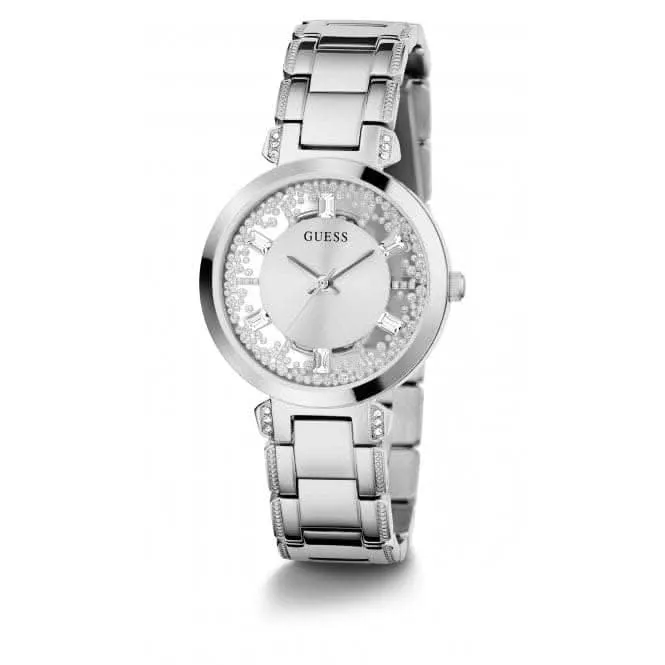 Guess Ladies Crystal Clear Stainless Steel Silver Watch GW0470L1