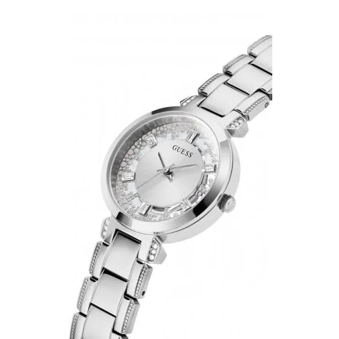 Guess Ladies Crystal Clear Stainless Steel Silver Watch GW0470L1