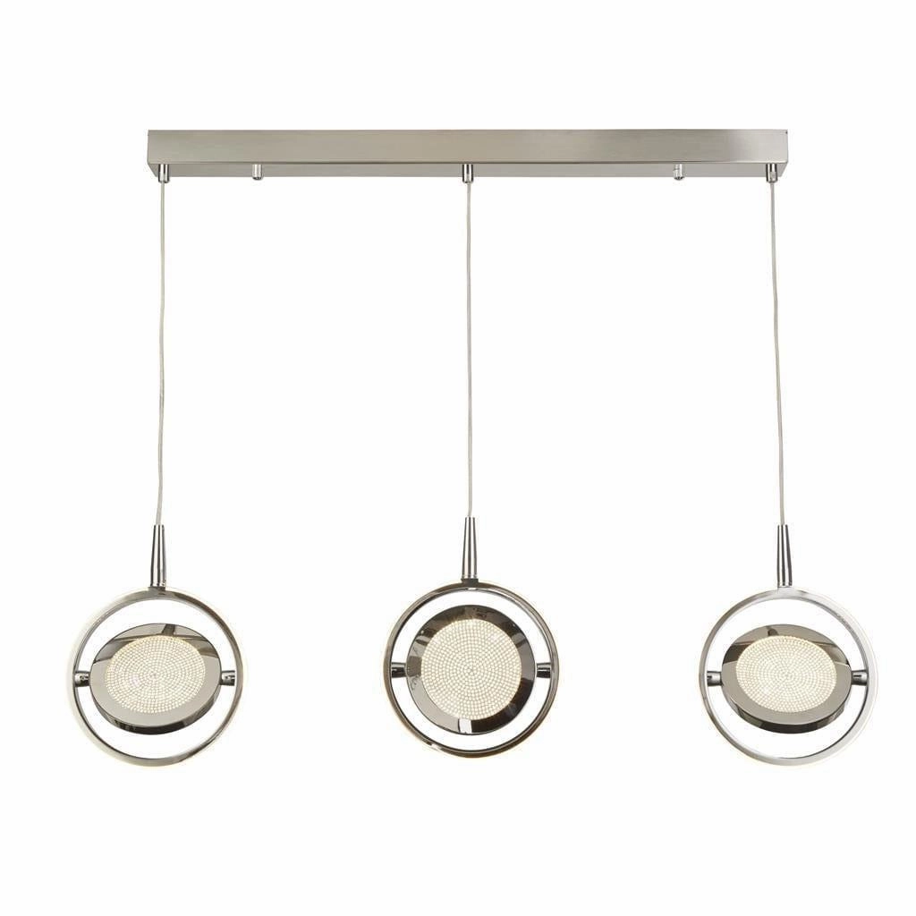 Gyroscope 3 Light LED Chrome & Crystal Ring Bar Pendant minimalist ceiling light