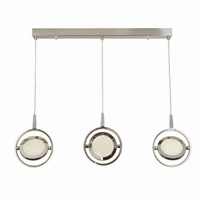 Gyroscope 3 Light LED Chrome & Crystal Ring Bar Pendant minimalist ceiling light