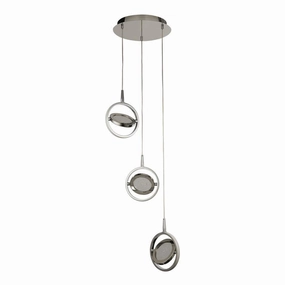 Gyroscope 3 Light LED Chrome & Crystal Ring Pendant minimalist ceiling light