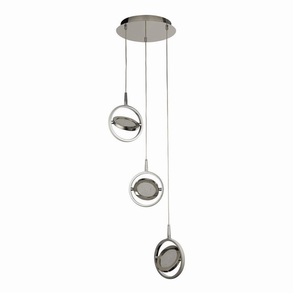 Gyroscope 3 Light LED Chrome & Crystal Ring Pendant minimalist ceiling light