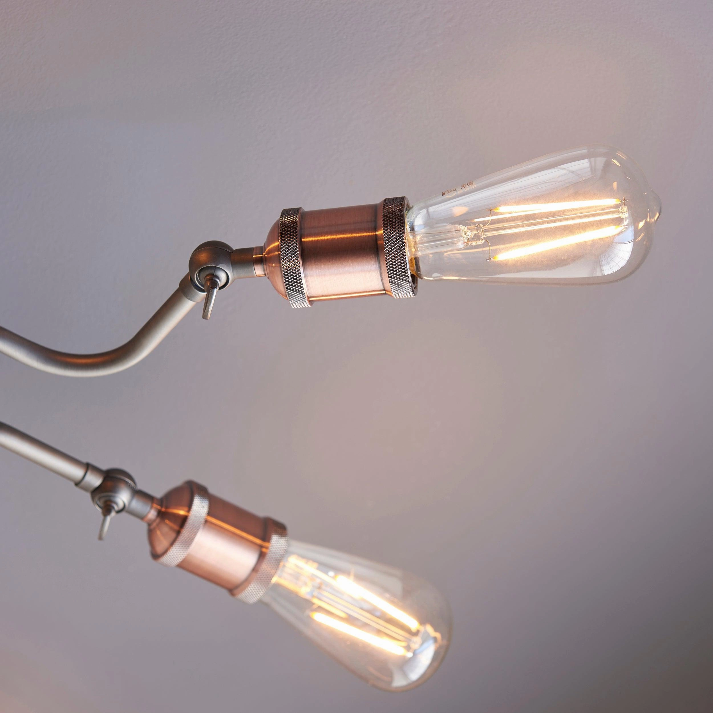 Hal 8 Light Industrial Pewter & Copper Semi Flush Ceiling Light