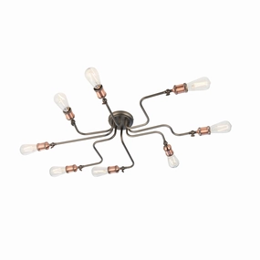 Hal 8 Light Industrial Pewter & Copper Semi Flush Ceiling Light simple ceiling design light