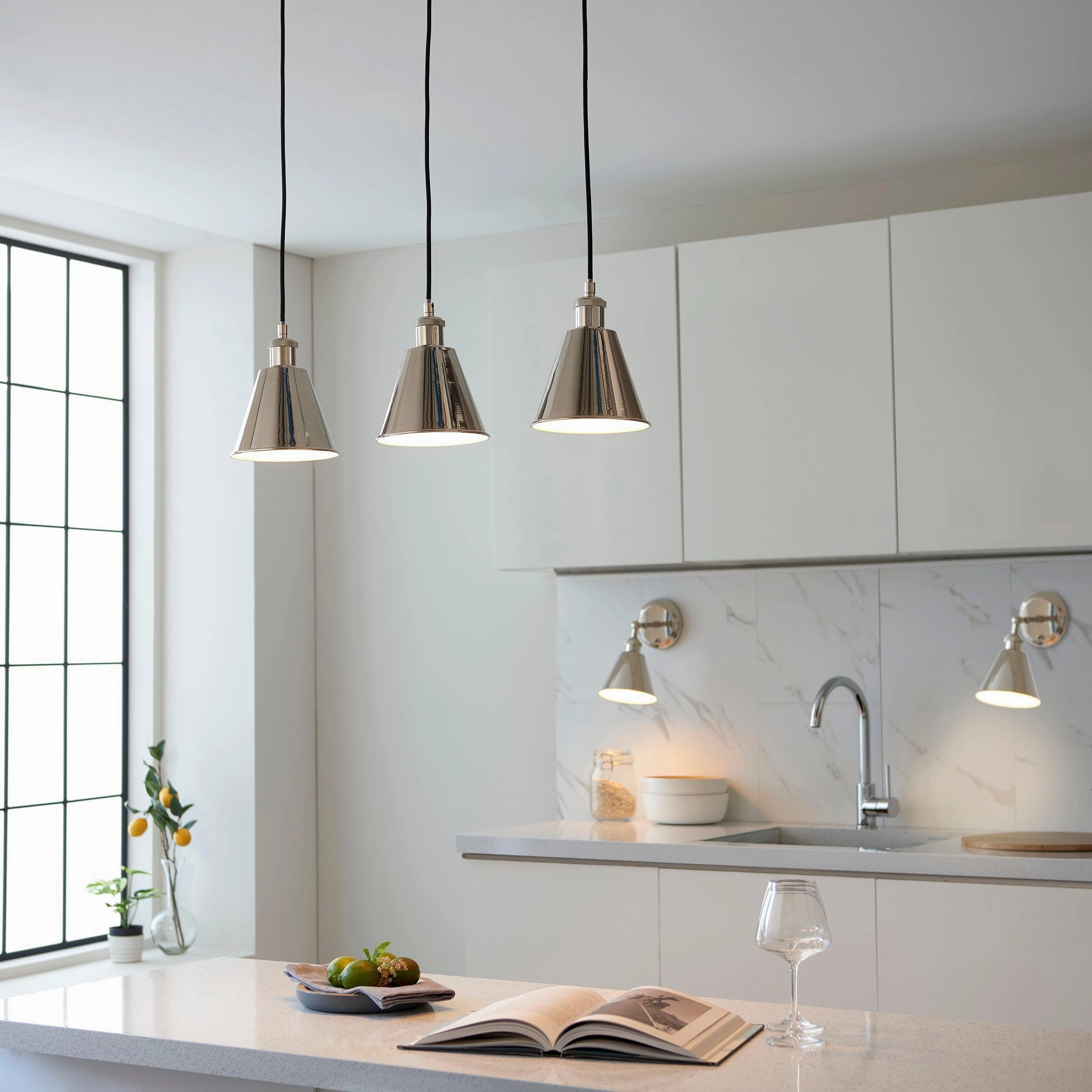 Hal Nickel 3 Light Adjustable Ceiling Pendant minimalist ceiling light