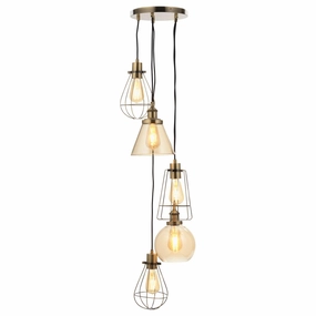 Haldor 6 Light Antique Brass Glass & Wire Pendant modern ceiling lamp