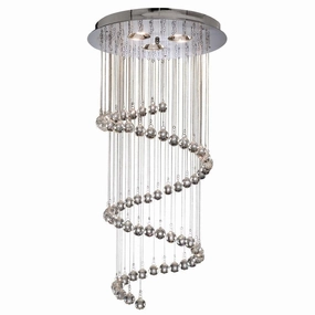 Hallway Chrome & Crystal Ball Cascading Ceiling Pendant minimalist ceiling light