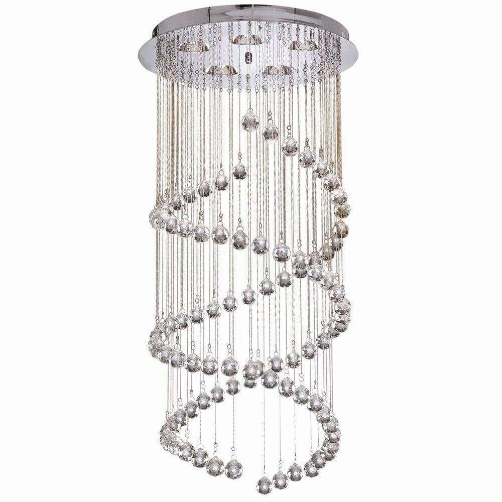 Hallway Chrome & Crystal Ball Double Cascading Pendant modern ceiling lamp