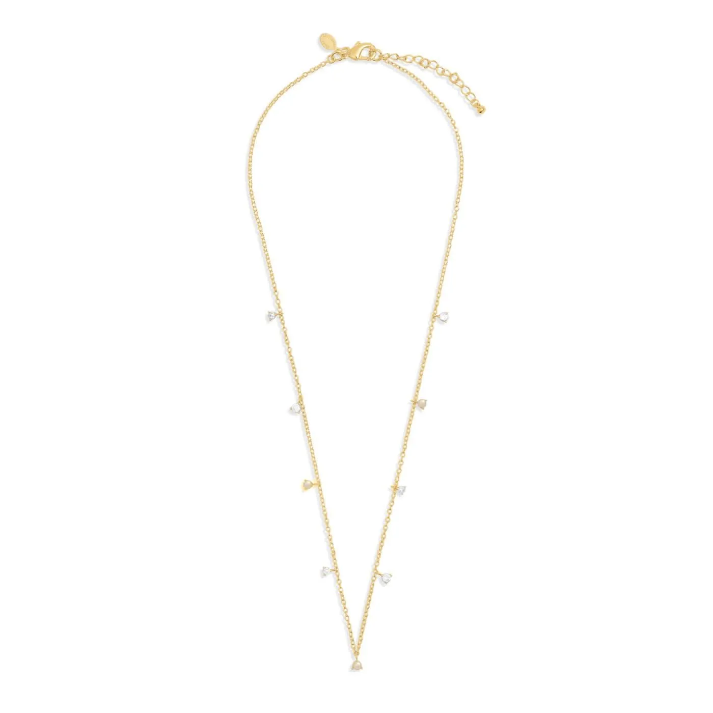 Halo Pearl Cubic Zirconia & Pearl Charms Gold Plated Necklace 8102 Joma Jewellery