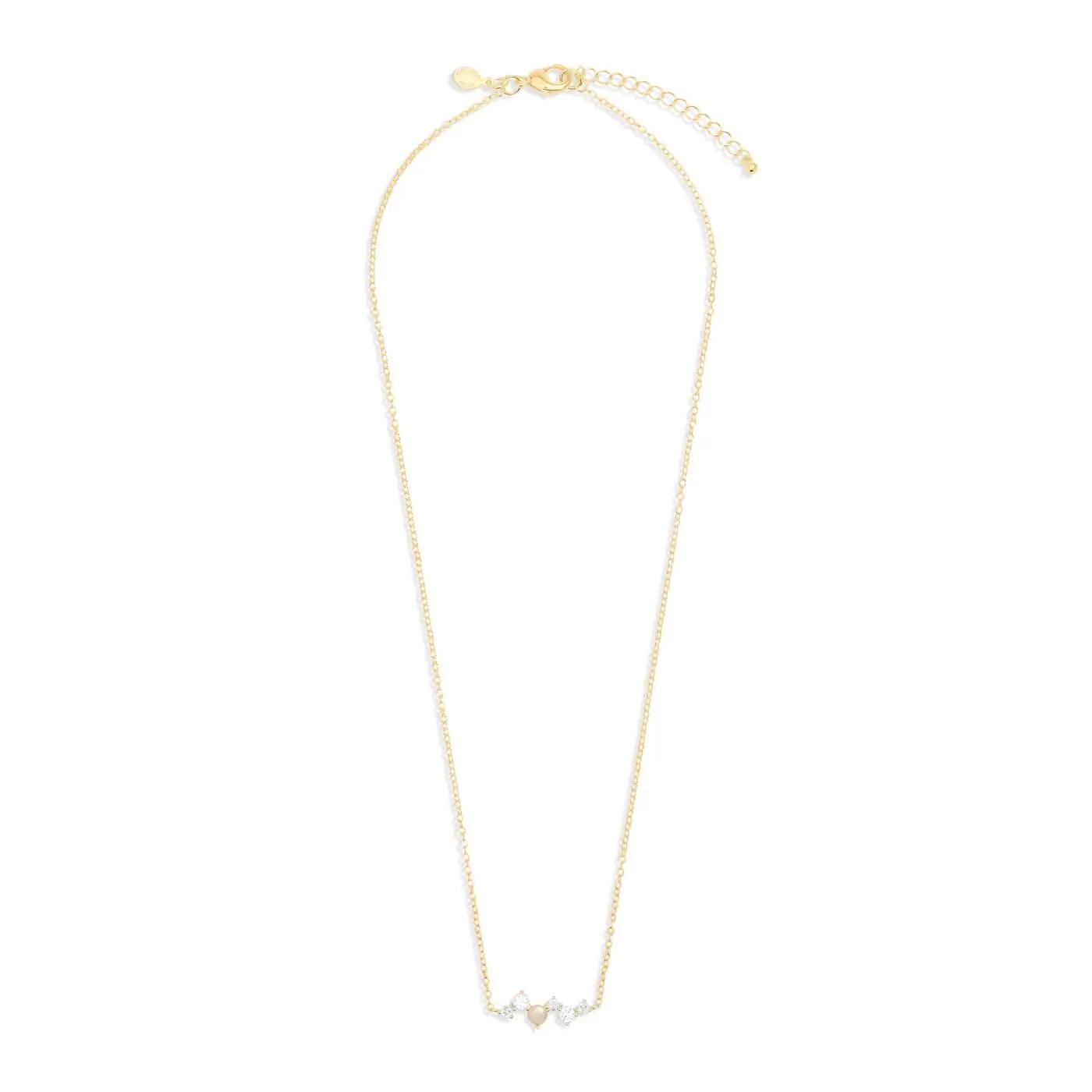 Halo Pearl Cubic Zirconia & Pearl Cluster Gold Plated Necklace 8100 Joma Jewellery