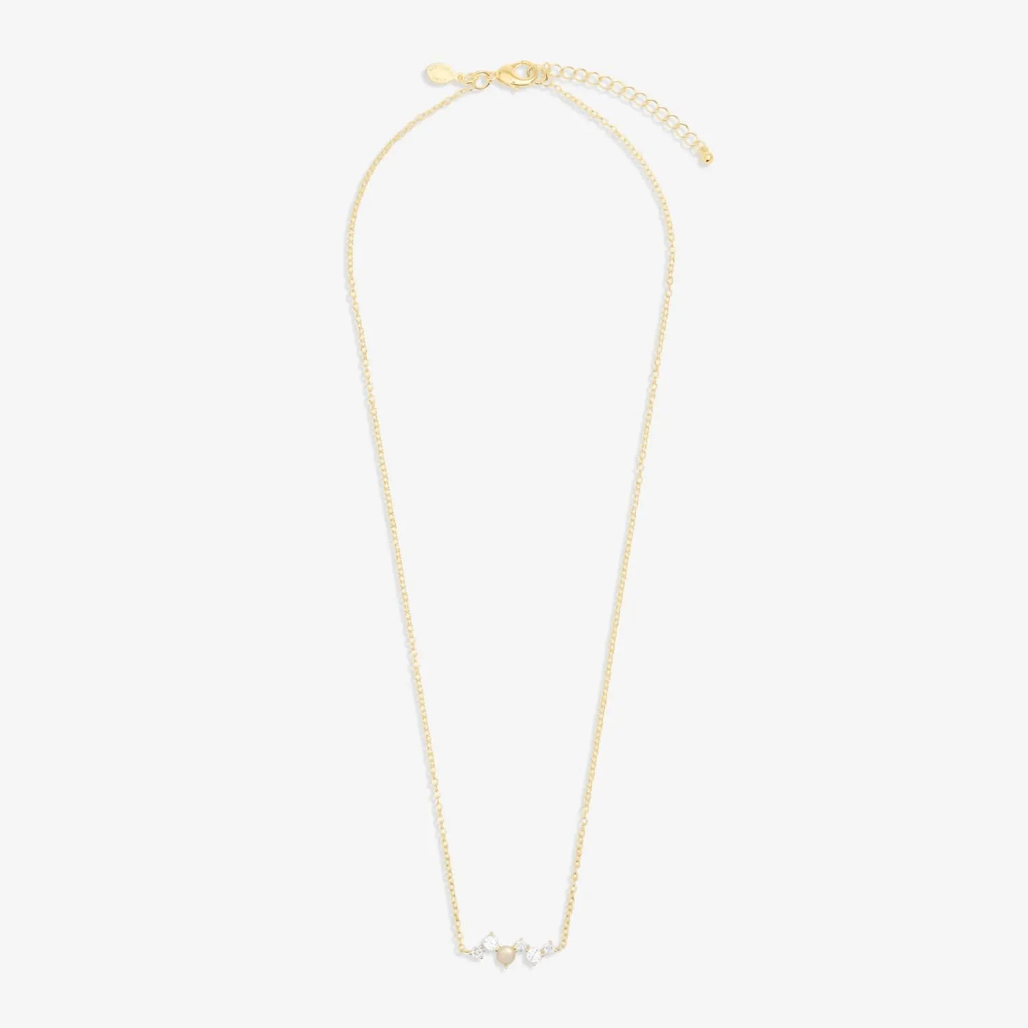 Halo Pearl Cubic Zirconia & Pearl Cluster Gold Plated Necklace 8100 Joma Jewellery