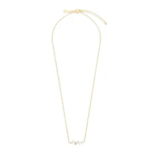Halo Pearl Cubic Zirconia & Pearl Cluster Gold Plated Necklace 8100 Joma Jewellery