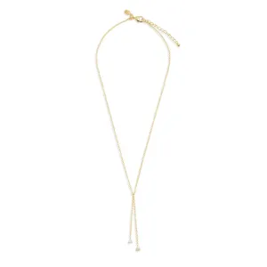 Halo Pearl Cubic Zirconia & Pearl Lariat Gold Plated Necklace 8105 Joma Jewellery