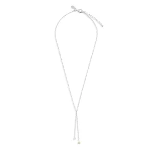 Halo Pearl Cubic Zirconia & Pearl Lariat Silver Plated Necklace 7839 Joma Jewellery