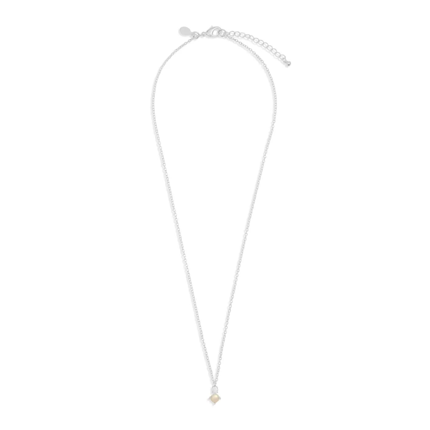 Halo Pearl Cubic Zirconia & Pearl Pendant Silver Plated Necklace 7838 Joma Jewellery