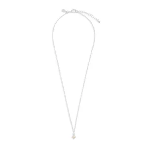 Halo Pearl Cubic Zirconia & Pearl Pendant Silver Plated Necklace 7838 Joma Jewellery