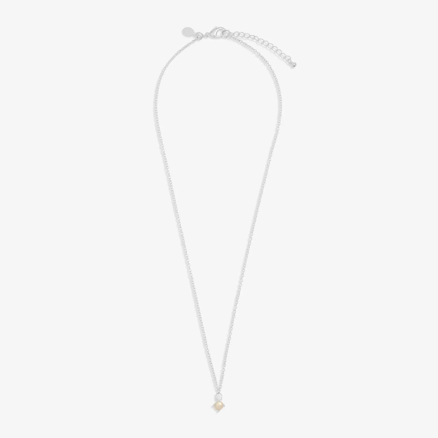 Halo Pearl Cubic Zirconia & Pearl Pendant Silver Plated Necklace 7838 Joma Jewellery