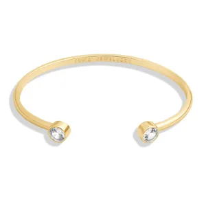 Halo Pearl Cubic Zirconia Gold Plated Bangle 8106 Joma Jewellery