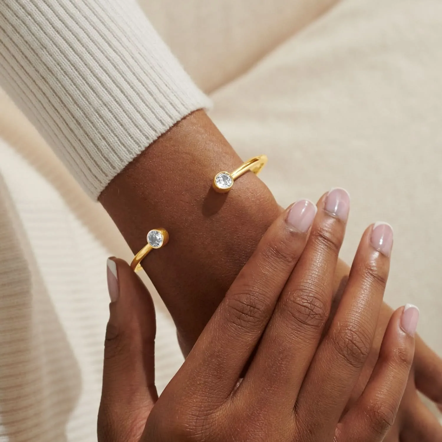 Halo Pearl Cubic Zirconia Gold Plated Bangle 8106 Joma Jewellery