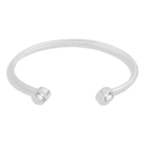 Halo Pearl Cubic Zirconia Silver Plated Bangle 7840 Joma Jewellery