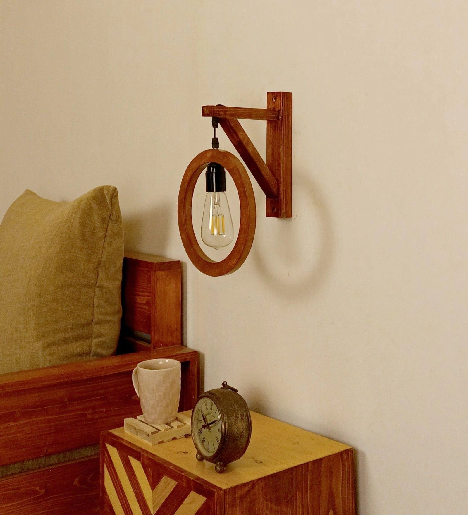 Halo L Brown Wooden Wall Light (BULB NOT INCLUDED)