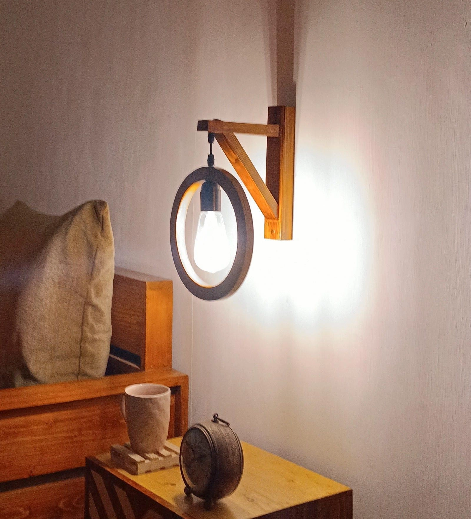 Halo L Brown Wooden Wall Light (BULB NOT INCLUDED)