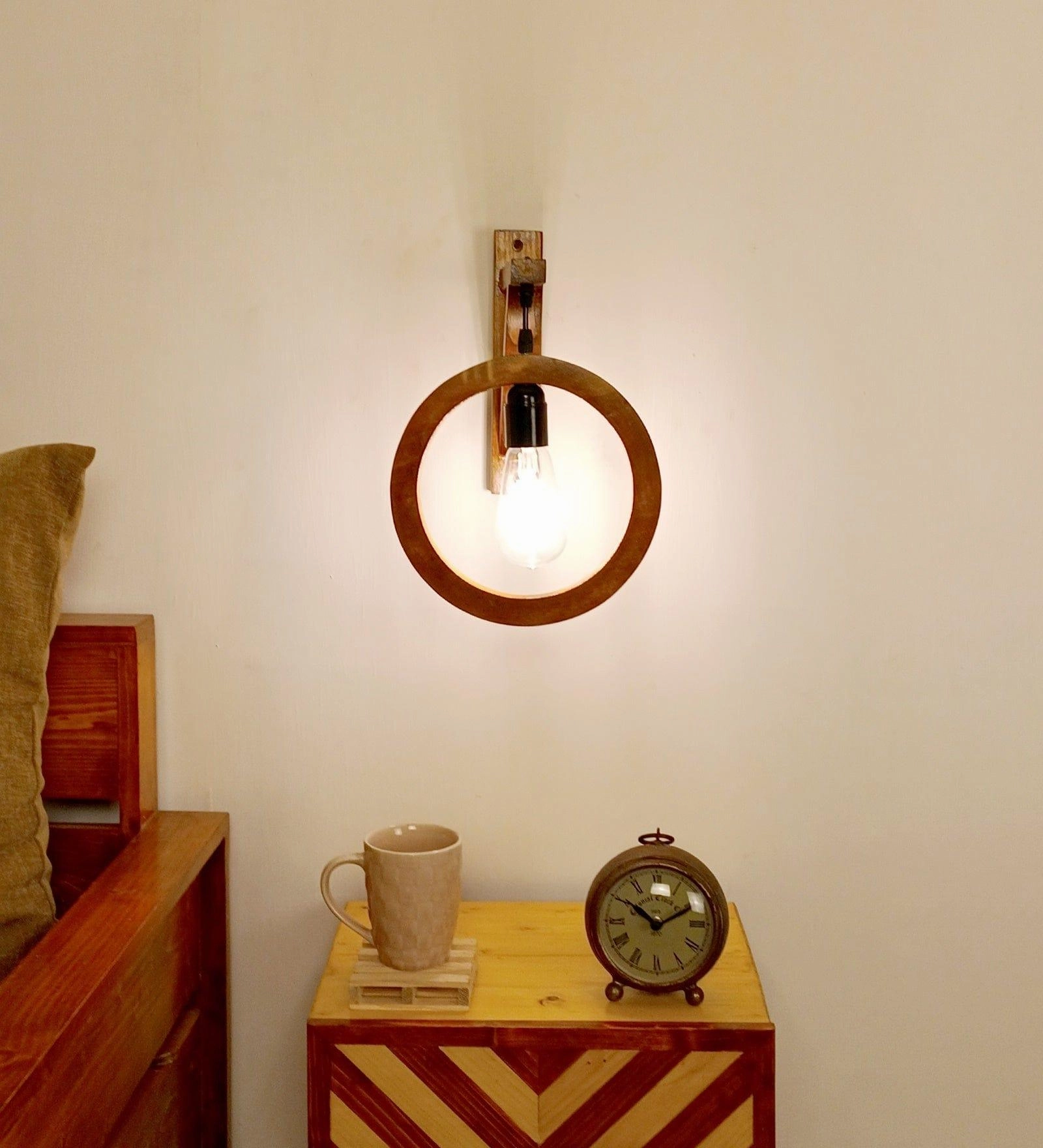 Halo L Brown Wooden Wall Light (BULB NOT INCLUDED)