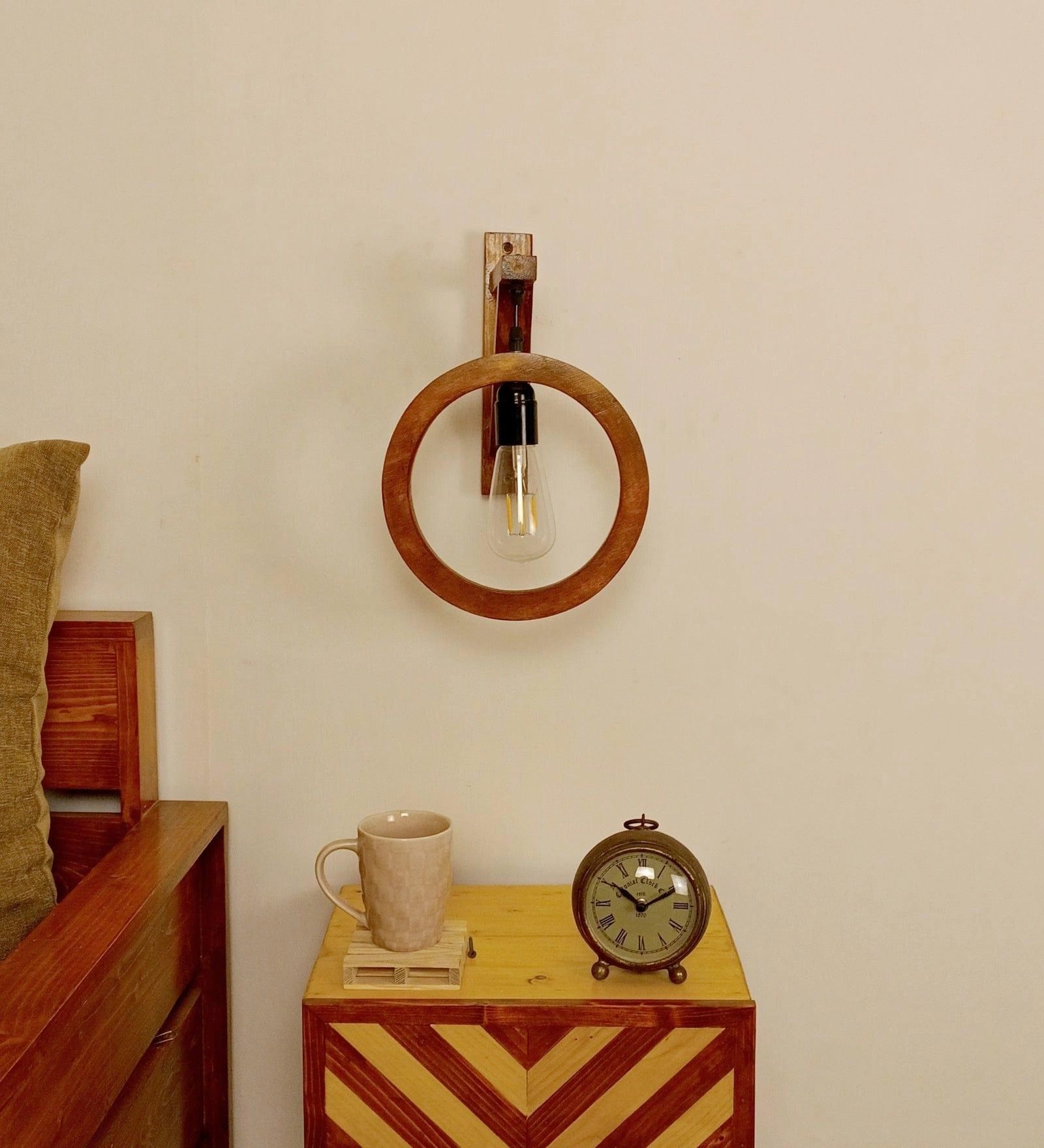 Halo L Brown Wooden Wall Light (BULB NOT INCLUDED)