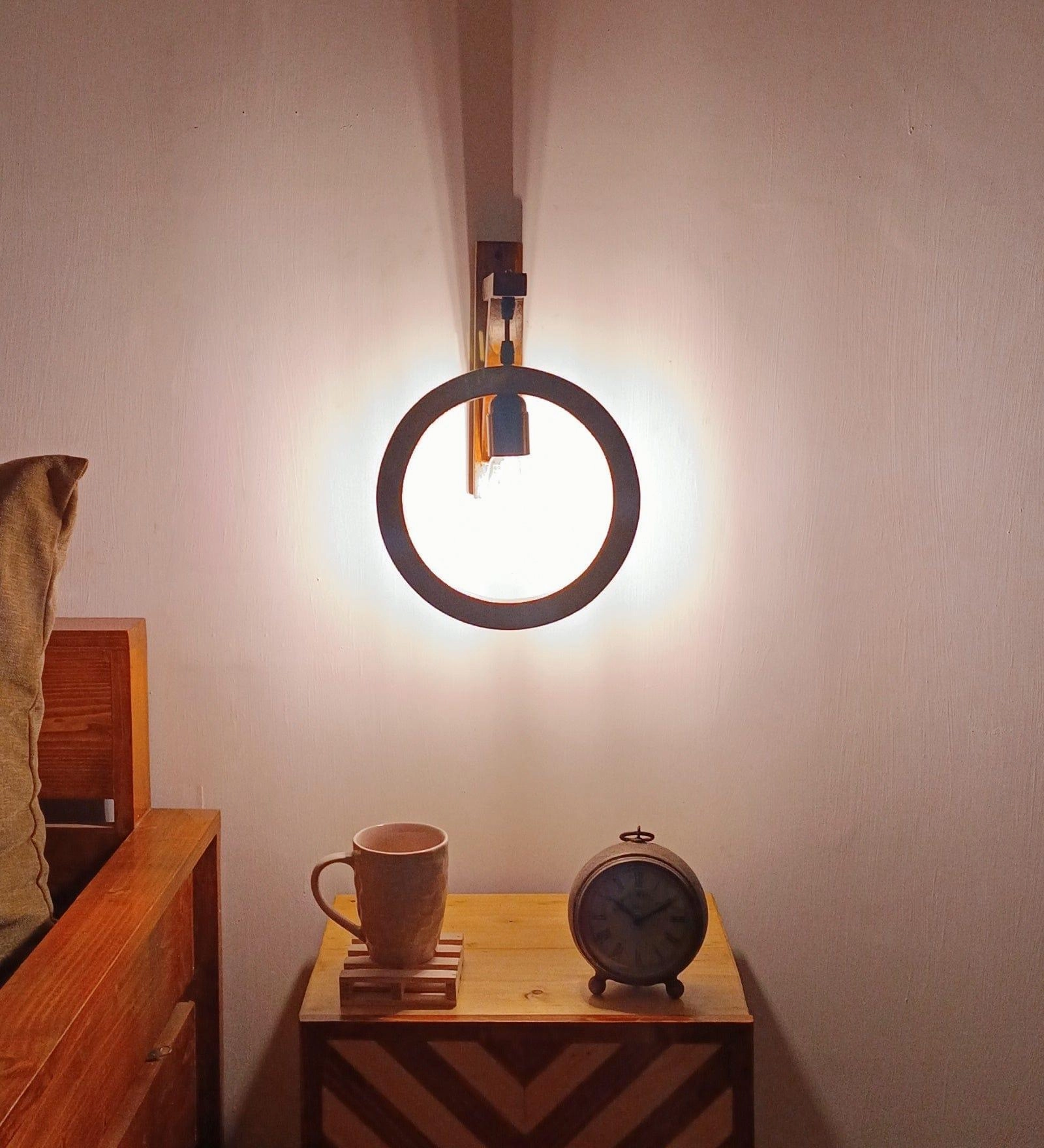Halo L Brown Wooden Wall Light (BULB NOT INCLUDED)