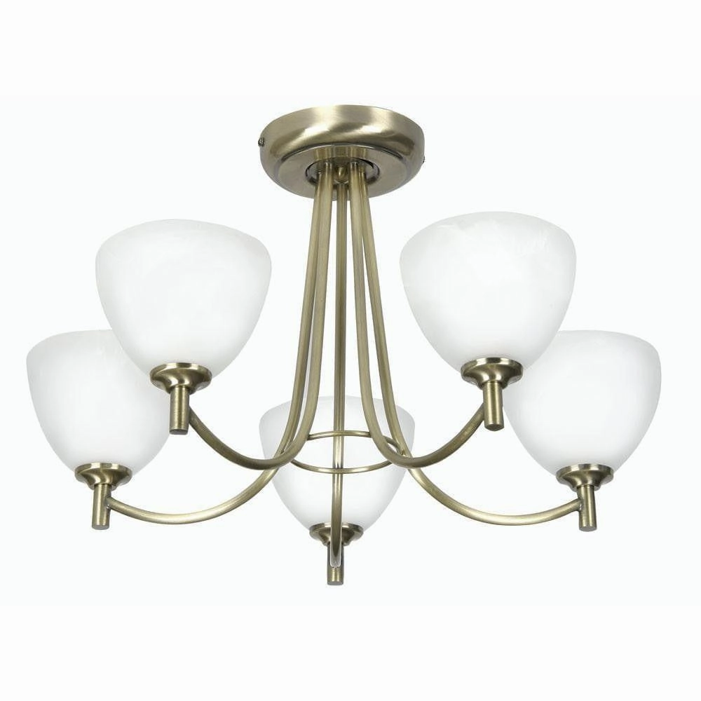 Hamburg 5 Arm Antique Brass Art Deco Ceiling Light simple ceiling design light