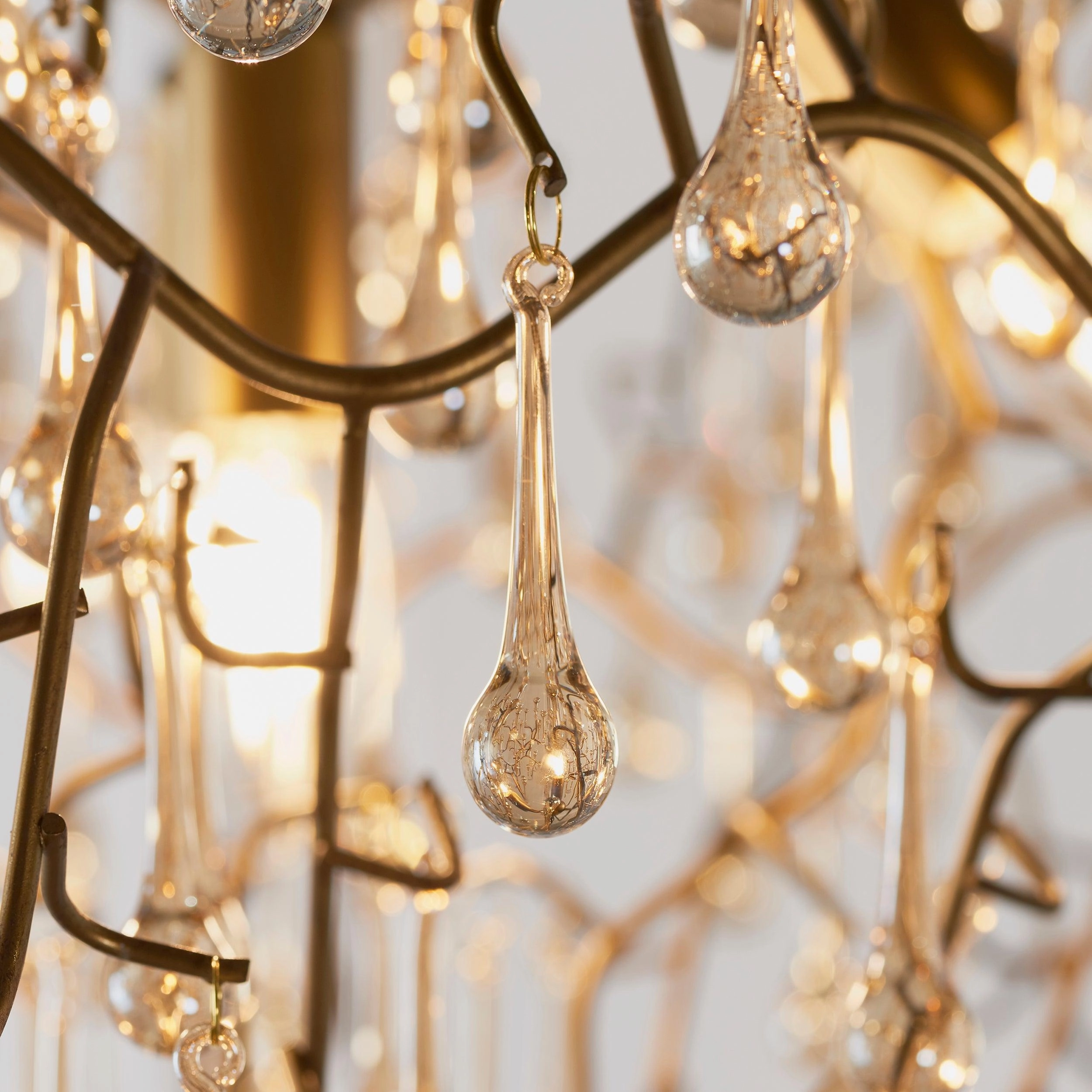 Hampshire 4 Light Gold Pendant With Glass Teardrops