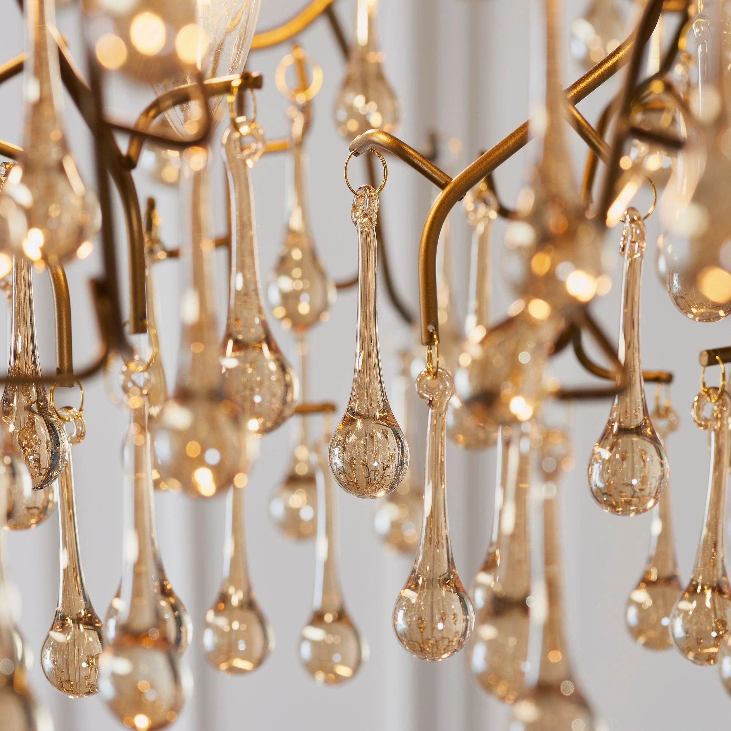 Hampshire 4 Light Gold Pendant With Glass Teardrops