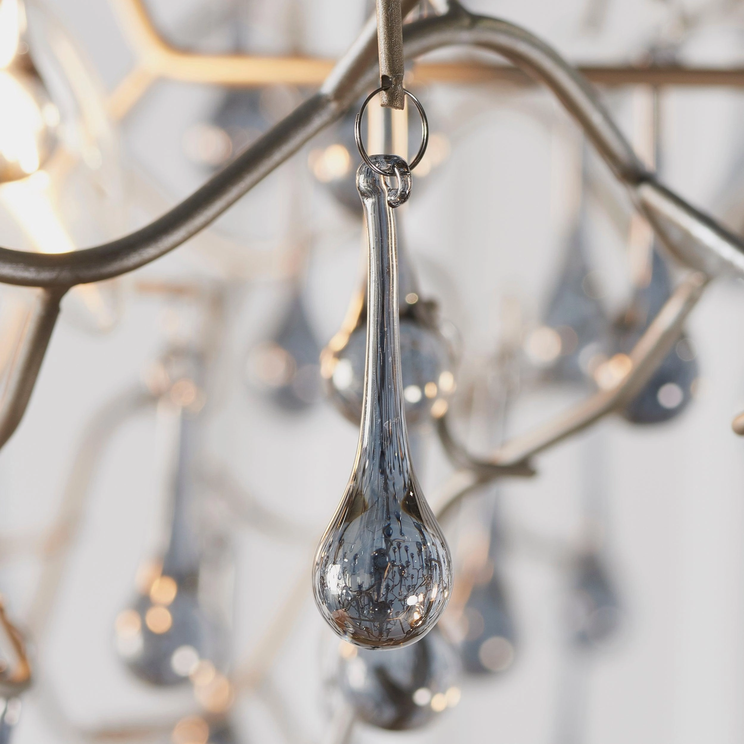 Hampshire 4 Light Silver Pendant With Glass Teardrops