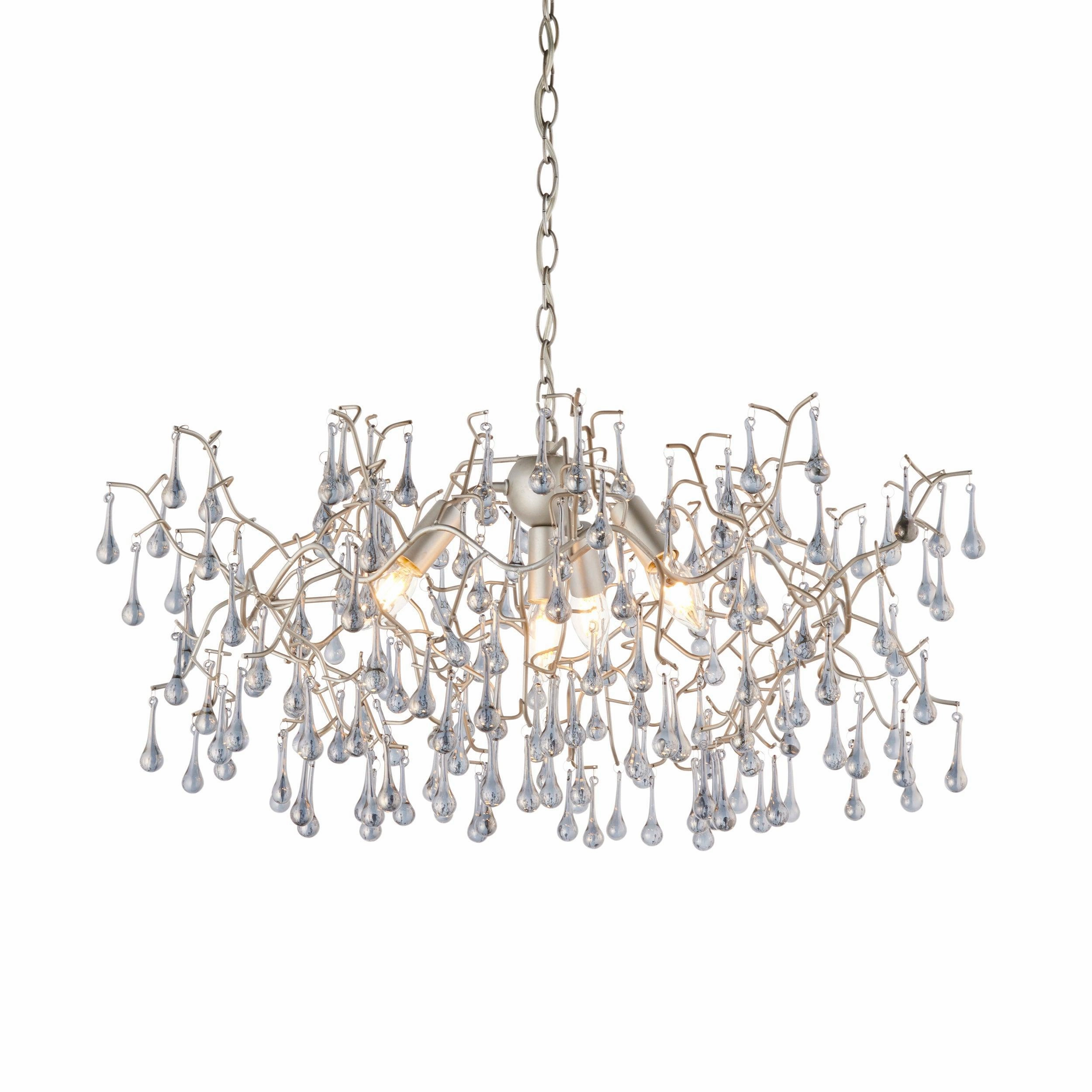 Hampshire 4 Light Silver Pendant With Glass Teardrops minimalist ceiling light
