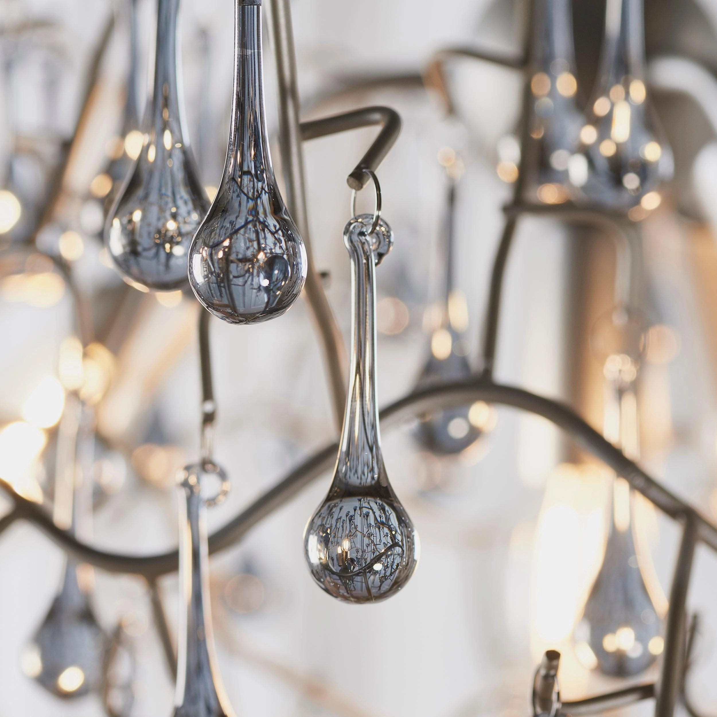 Hampshire 4 Light Silver Pendant With Glass Teardrops