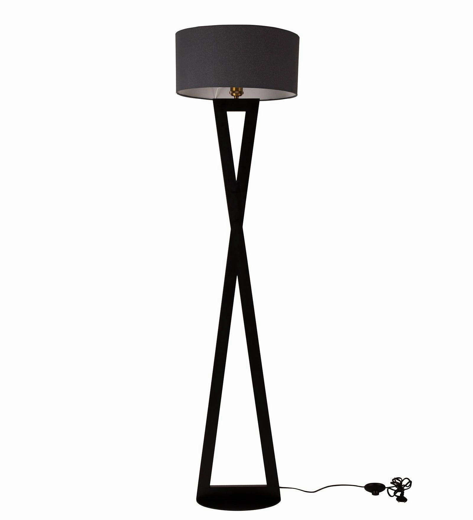 Hamptons Grey Metal Shade Club Floor Lamp with Metal Base