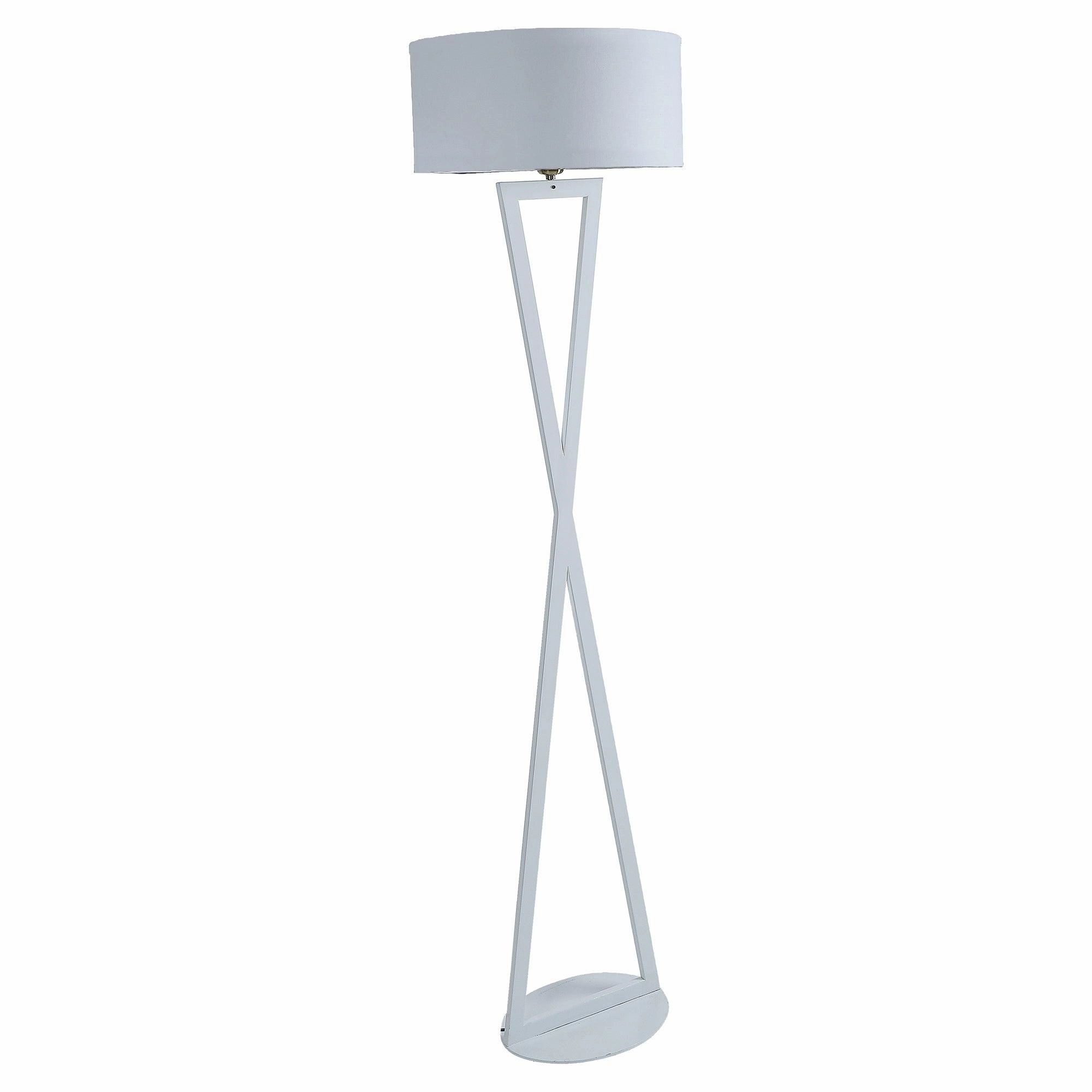Hamptons White Floor Lamp With Metal Base By SS Lightings