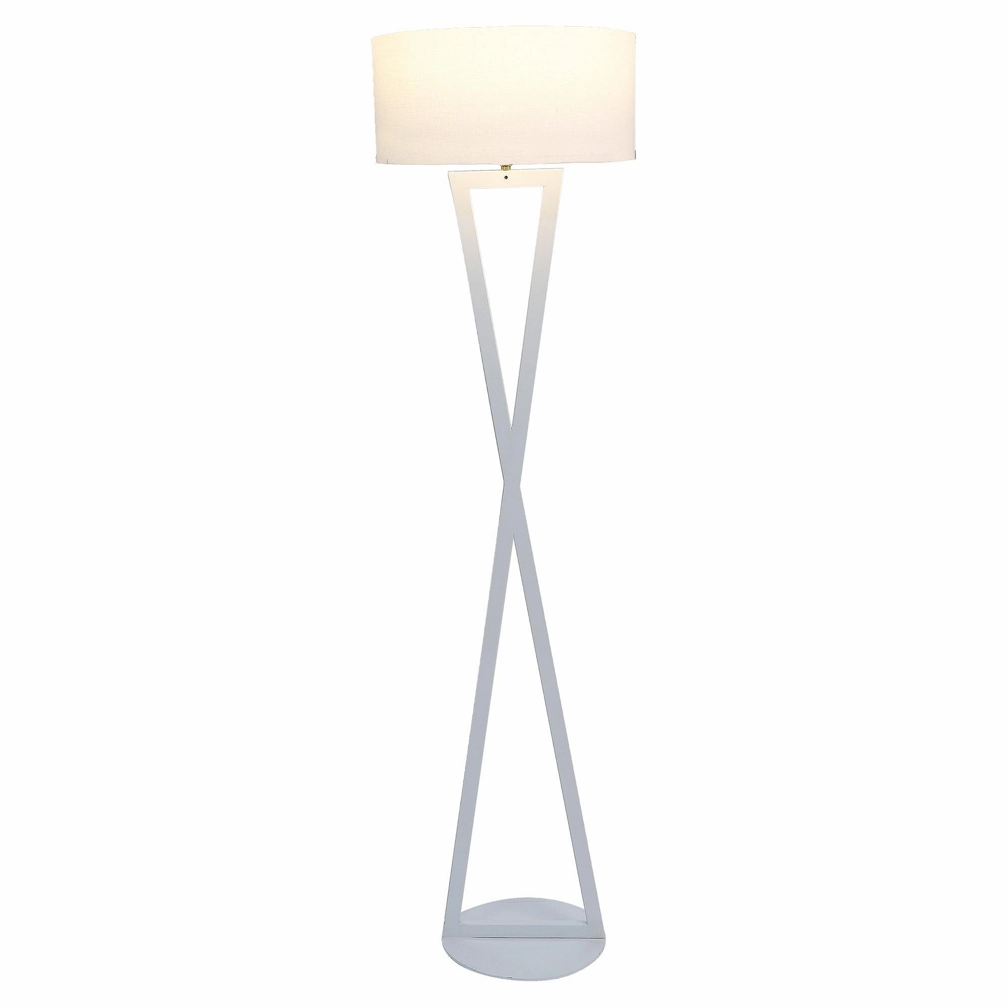 Hamptons White Floor Lamp With Metal Base By SS Lightings
