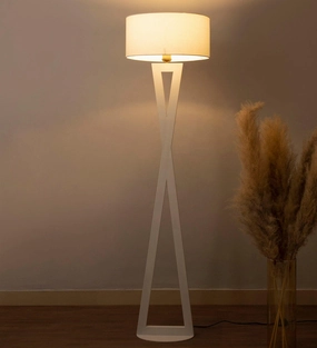 Hamptons White Metal Shade Club Floor Lamp with Metal Base garden LED light