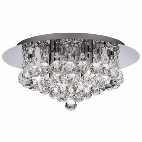 Hanna 4 Light Chrome & Crystal Ball Flush Ceiling Light simple ceiling design light